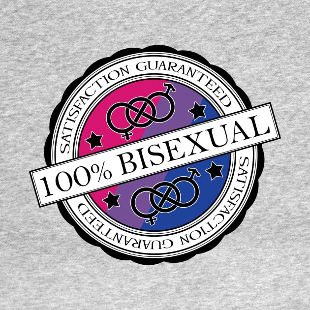 100% Satisfaction Guaranteed Bisexual Pride Flag Colored Stamp of Approval by LiveLoudGraphics
